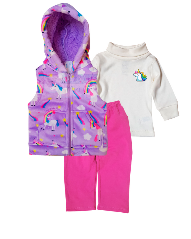 Set chaleco 3 Piezas bebé. Unicornio