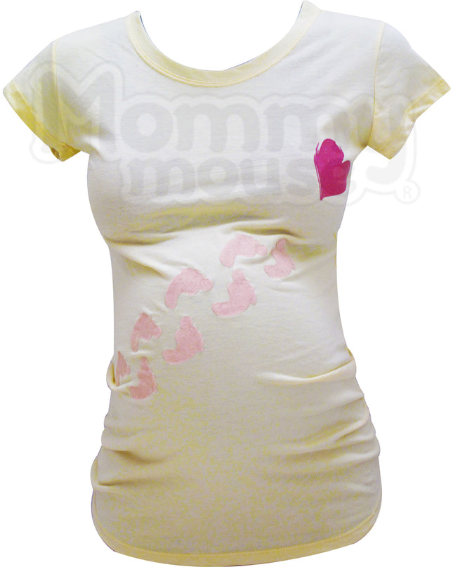 Blusa Maternidad Básica Manga corta.  Piesitos corazón.