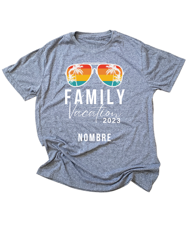 Playera Caballero nombre personalizado. Vacation sunglasses