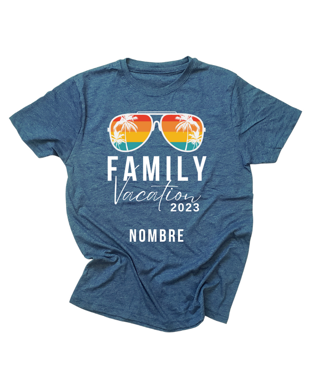 Playera Caballero nombre personalizado. Vacation sunglasses