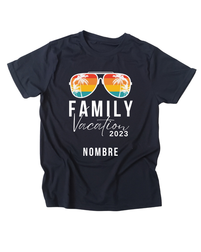 Playera Caballero nombre personalizado. Vacation sunglasses