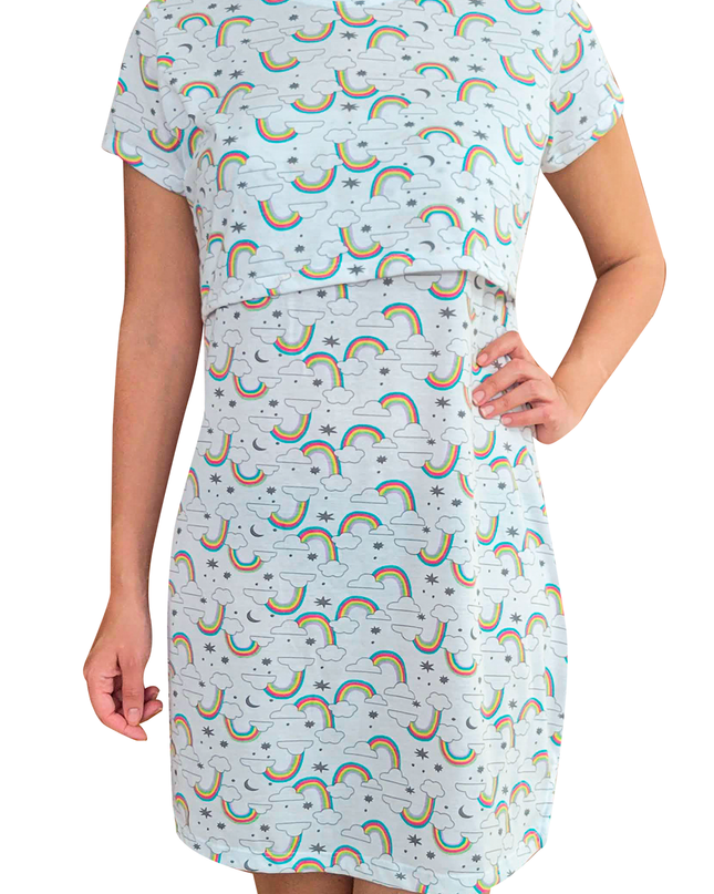 Camisón Pijama maternidad-lactancia. Arcoiris