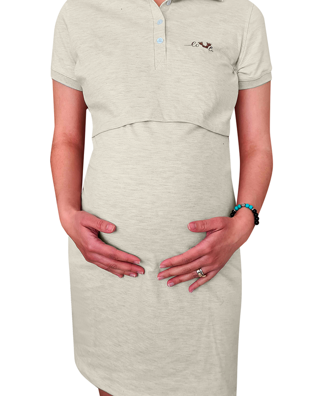 Vestido tipo polo maternidad-lactancia. Beige