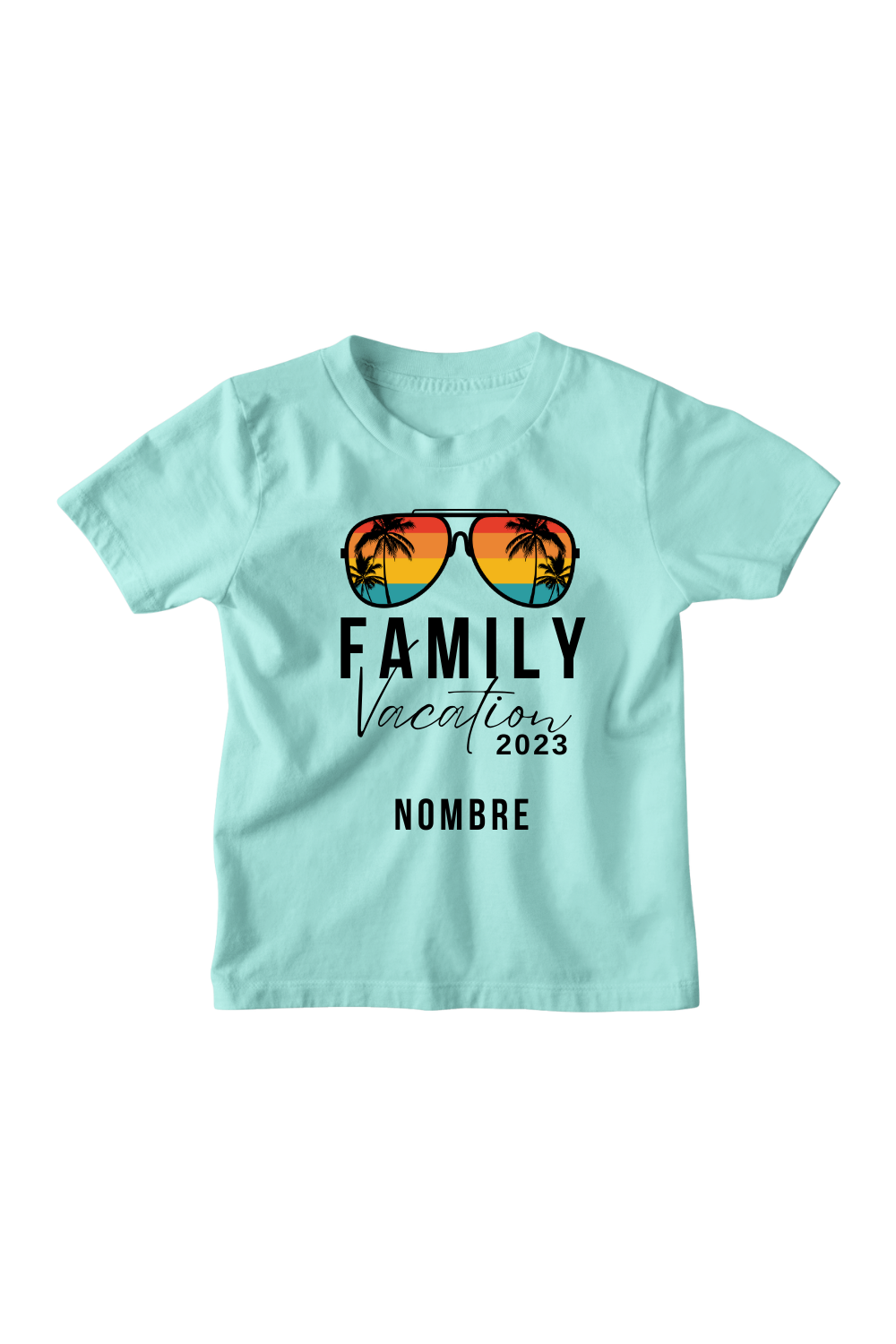 Playera Kids nombre personalizado. Vacation sunglasses