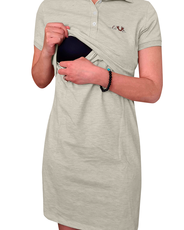 Vestido tipo polo maternidad-lactancia. Beige