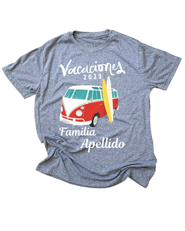 Playera Caballero nombre personalizado. Combi vacaciones