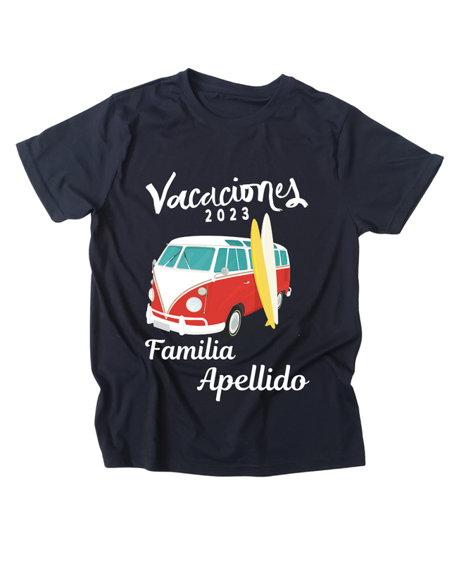 Playera Caballero nombre personalizado. Combi vacaciones