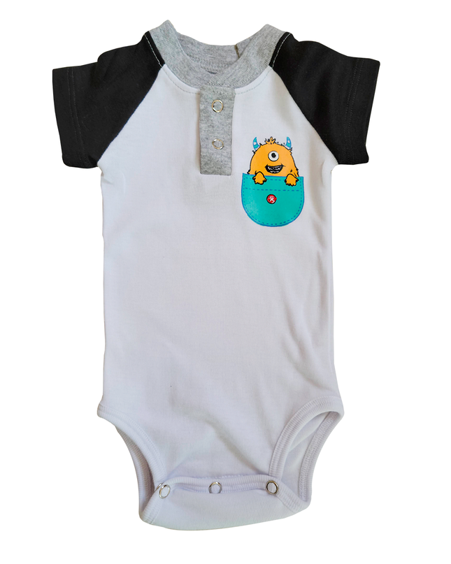 Pañalero Henley Manga Corta . Bolsita mounstro