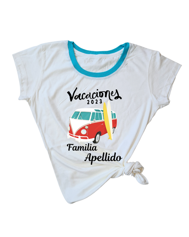 Blusa Dama nombre personalizado. Combi vacaciones