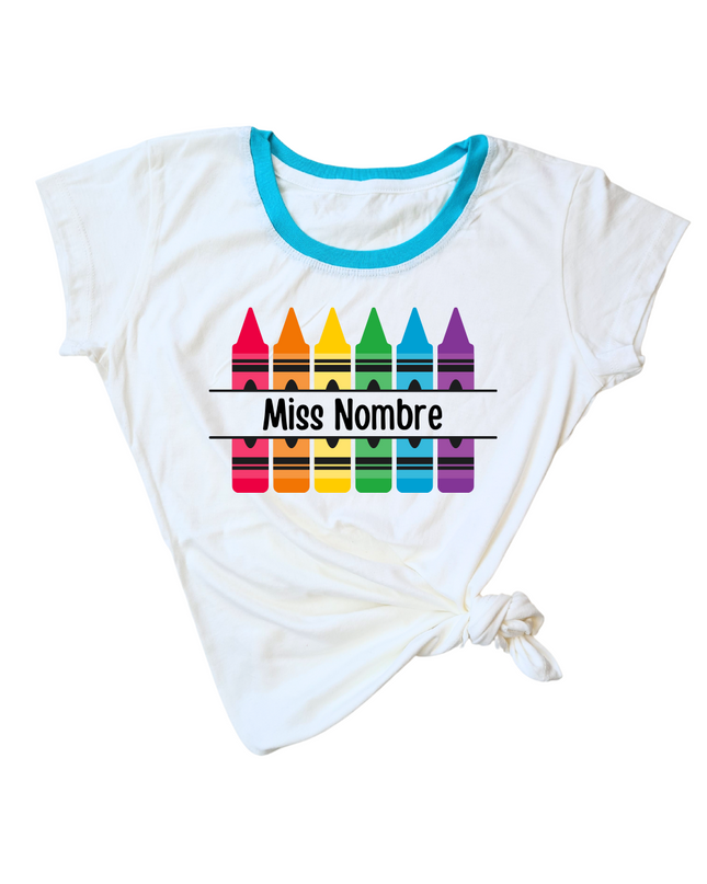 Blusa Dama nombre personalizado. Crayones
