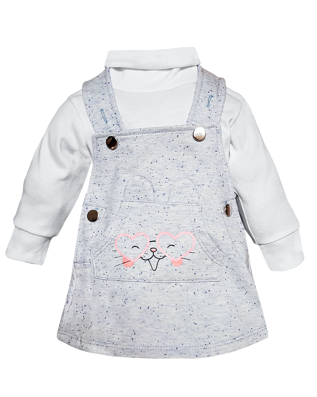 Set Jumper y playerita cuello de tortuga  - Azul Jaspe puntos