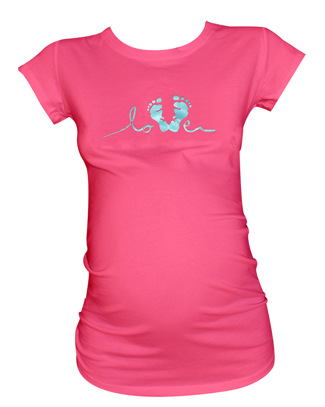 Blusa Maternidad Básica Manga corta.  Love plateado.