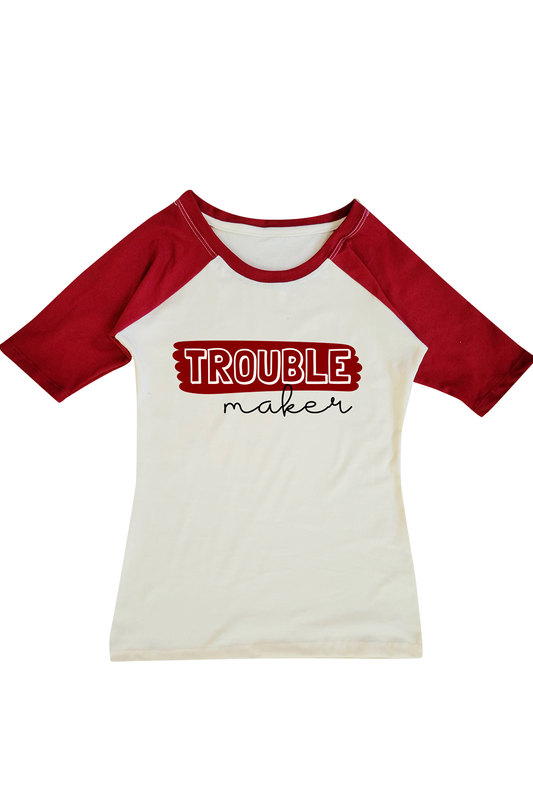 Playera Ranglan dama. Trouble Maker