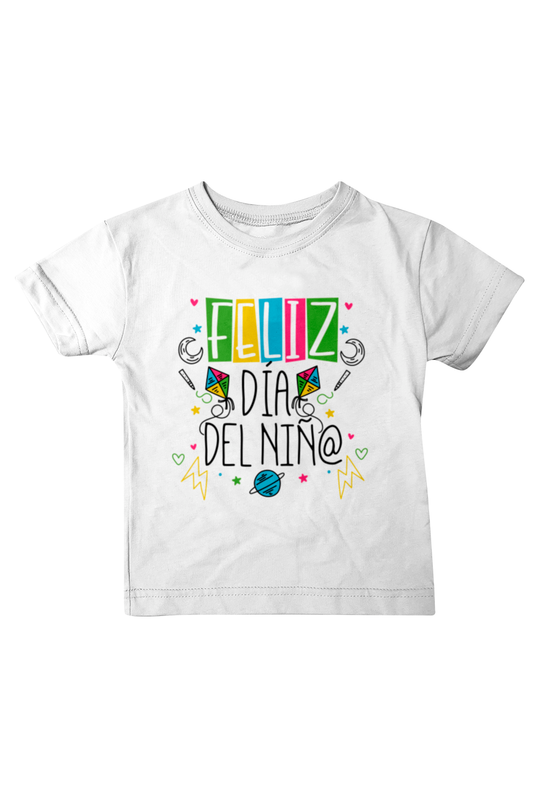 Playera Bebé manga corta . Feliz Día del niño