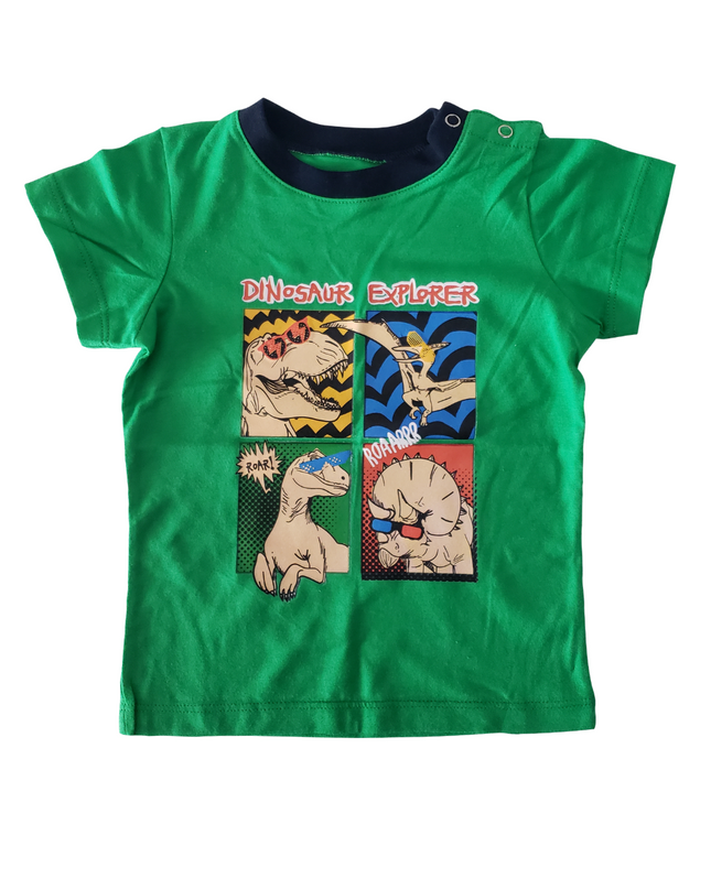 Playera kids niño. Dinosaur explorer Green