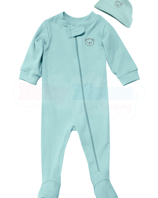 Set mameluco y gorro unisex. Osito Aqua