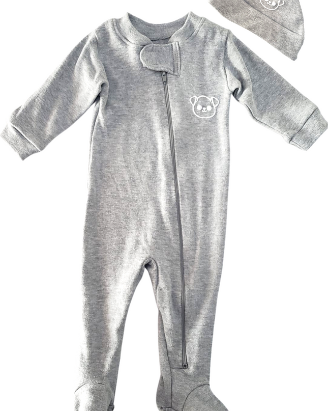 Set mameluco y gorro unisex. Osito Gris