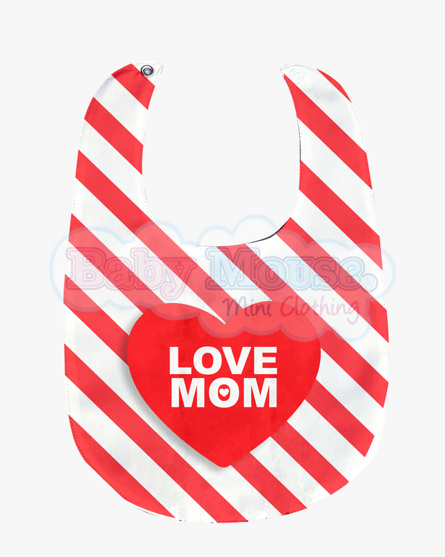 Babero impermeable. Love mom rayas