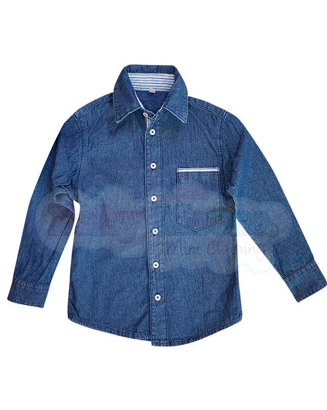 Camisa Kids mezclilla. Stone wash