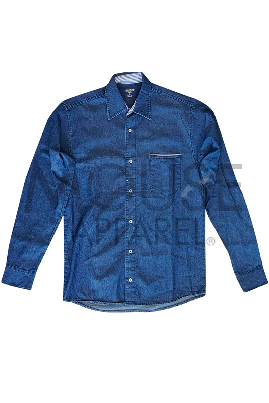 Camisa Caballero mezclilla. Stone wash