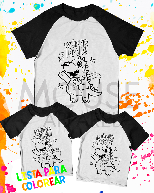 Playera para colorear Caballero. Super Dad