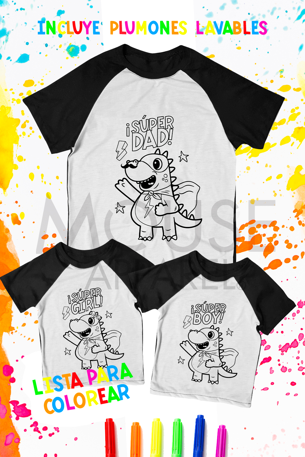 Playera para colorear 3 meses a 10 Anos. Super Girl