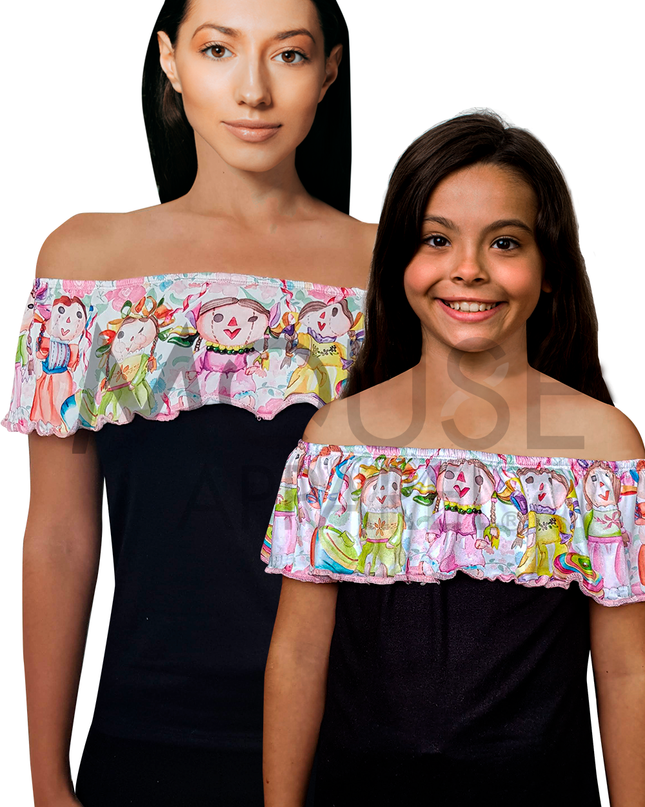 Blusa Kids. Campesina Muñecas mexicanas 3 meses - 8 Años