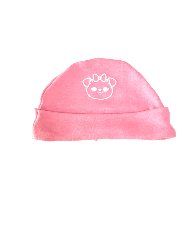 Set mameluco y gorro niña. Osita coral