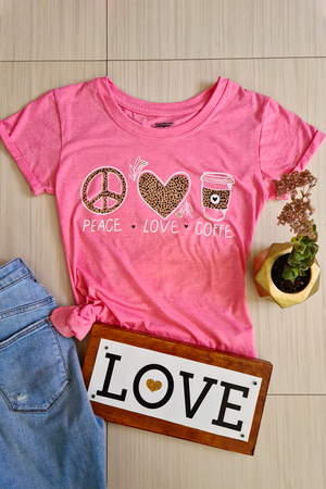 Blusa dama manga corta. Peace Love Coffe