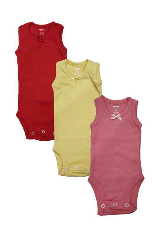 3 Pack. Body camiseta sin mangas ROJO/ AMARILLO/ SALMÓN