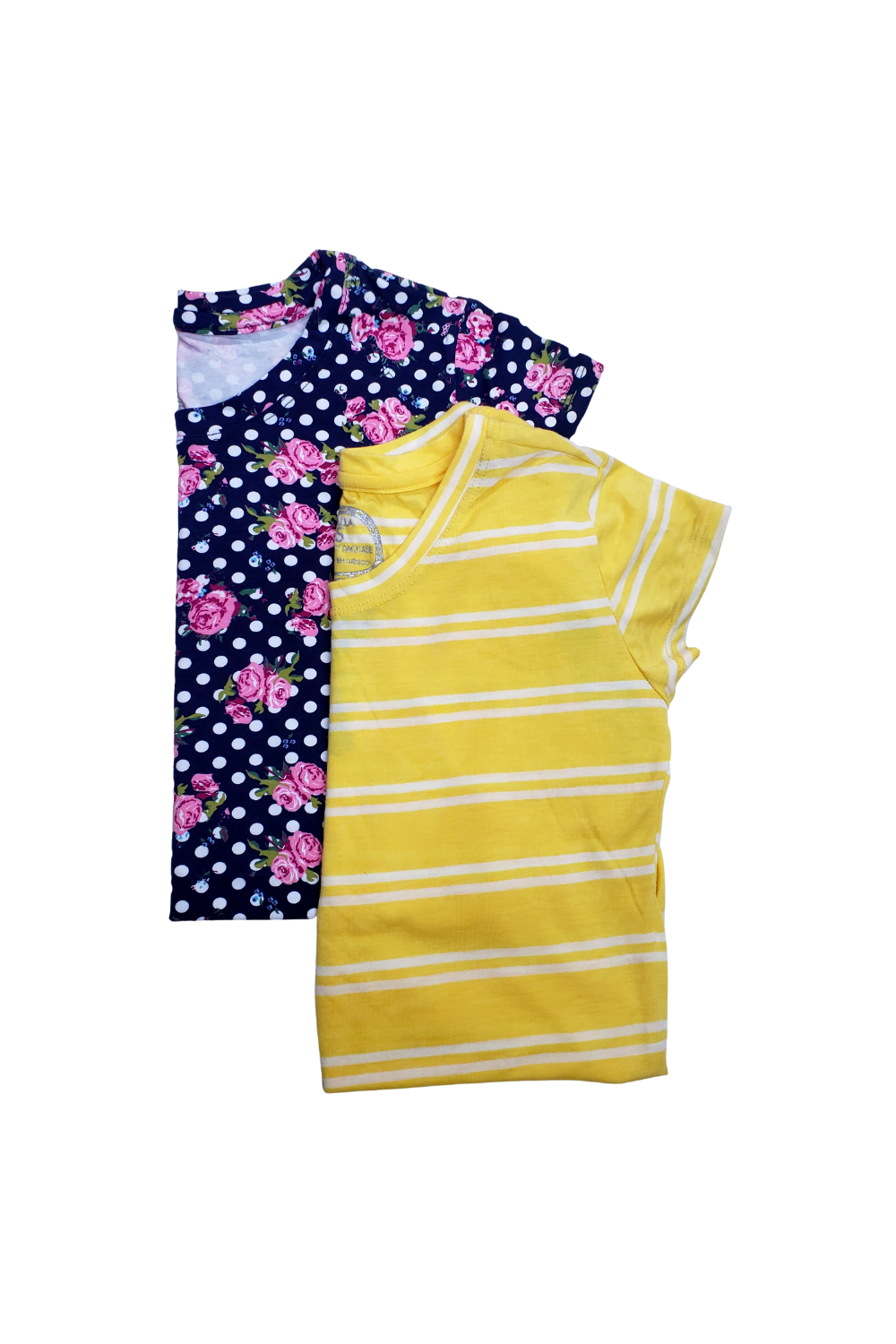 Pack 2 Blusa Maternidad Básica Manga corta. AMARILLO-RAYAS/ FLORES