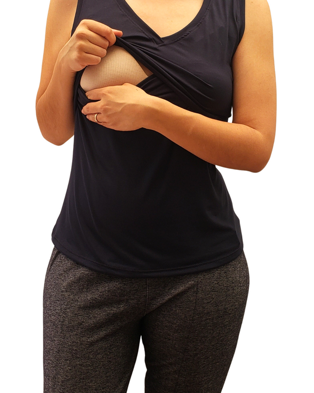 Blusa Lactancia Cuello V. Tirante ancho Marino
