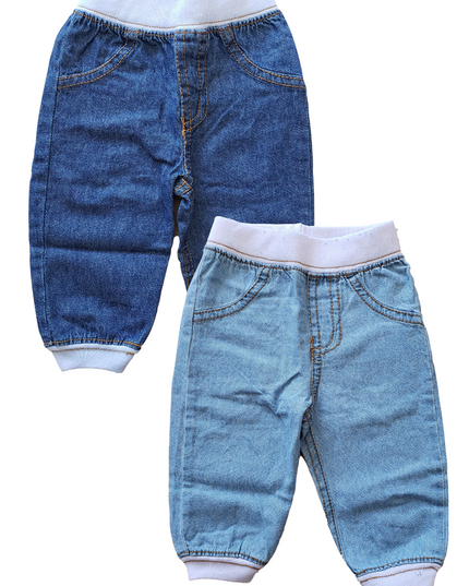 Pack de 2 Pantalón baby. Bombacho mezclilla suave niña