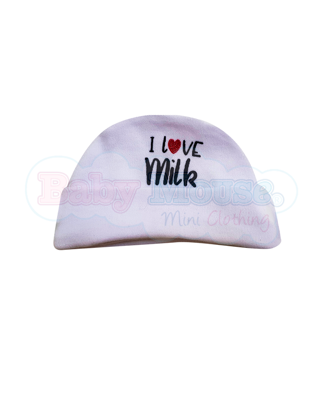 Set mameluco y gorro unisex. I love milk