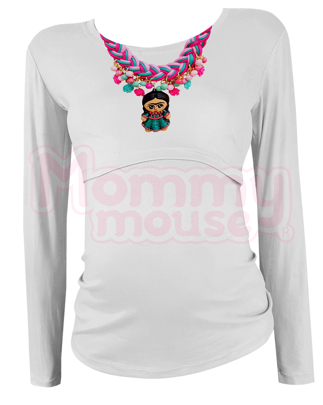 Blusa maternidad-lactancia Manga Larga. Collar Frida