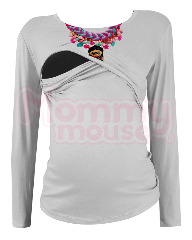 Blusa maternidad-lactancia Manga Larga. Collar Frida
