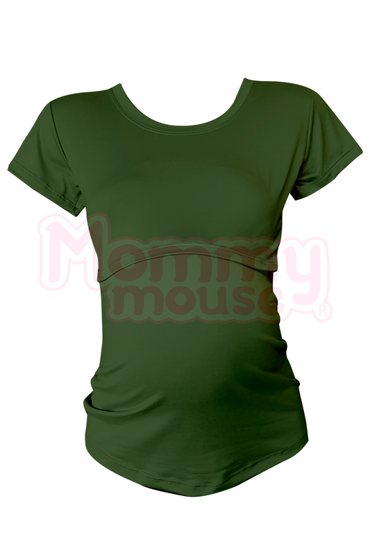 Blusa maternidad-lactancia.  Verde Militar