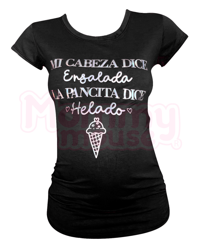 Blusa Maternidad Básica Manga corta. Mi pancita dice Helado