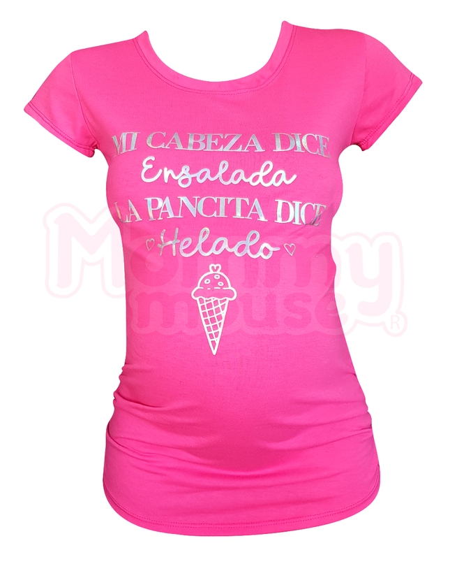 Blusa Maternidad Básica Manga corta. Mi pancita dice Helado