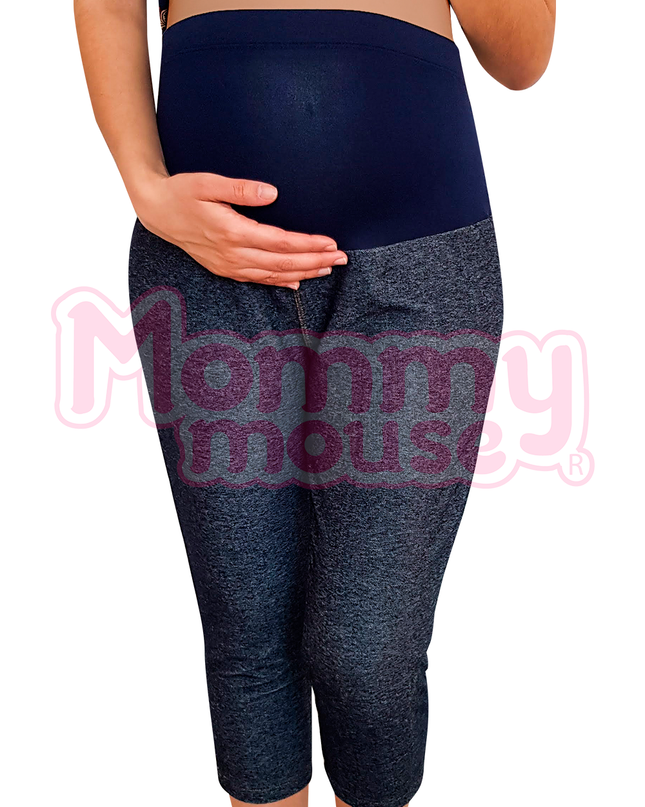 Pantalón Capri Maternidad Mezclilla suave. Azul