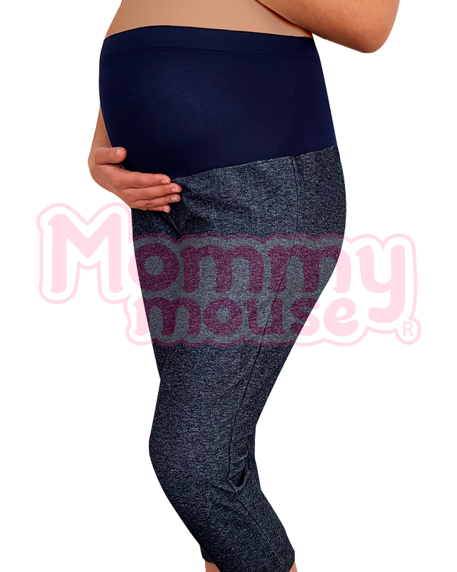 Pantalón Capri Maternidad Mezclilla suave. Azul