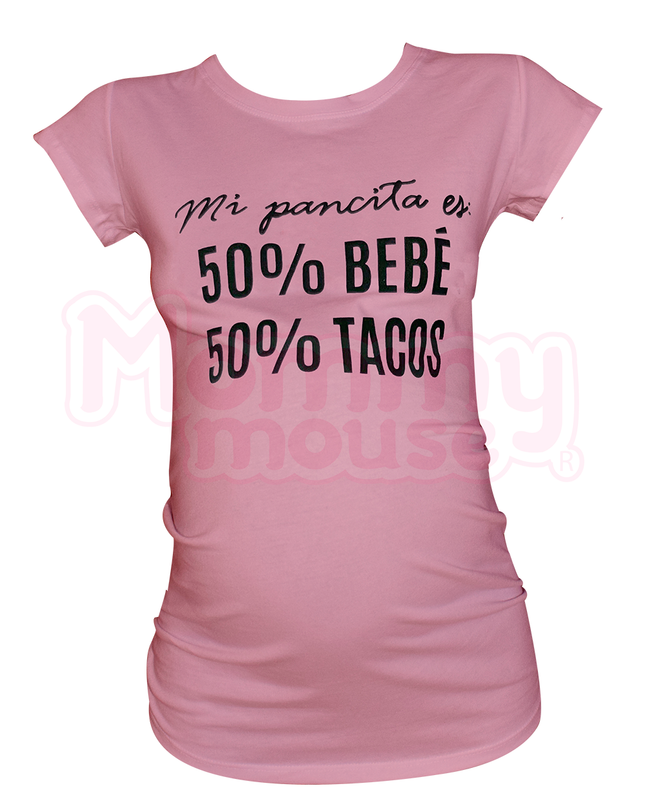 Blusa Maternidad Básica Manga corta. 50% Bebé 50%Tacos