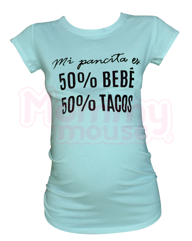Blusa Maternidad Básica Manga corta. 50% Bebé 50%Tacos