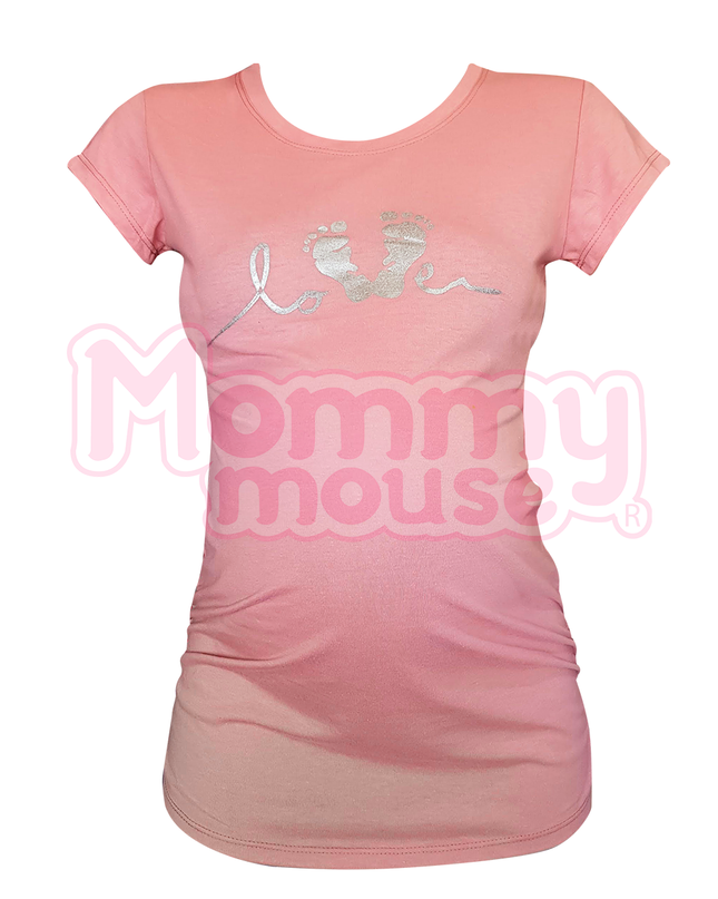 Blusa Maternidad Básica Manga corta.  Love plateado.