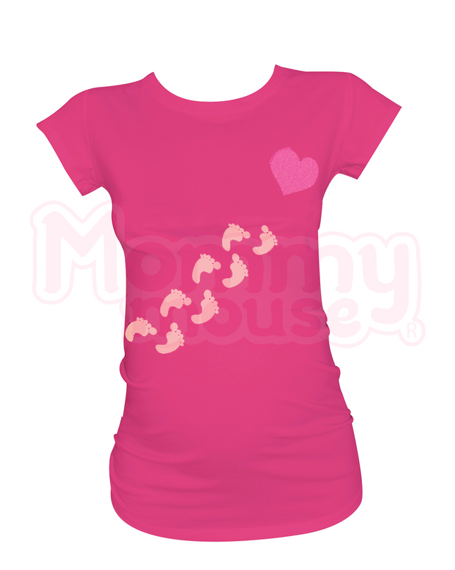 Blusa Maternidad Básica Manga corta.  Piesitos corazón.