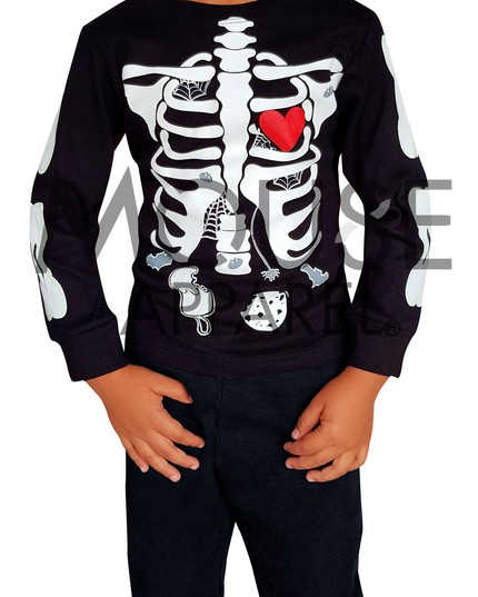 Playera Manga larga . Kids Huesitos brillantes