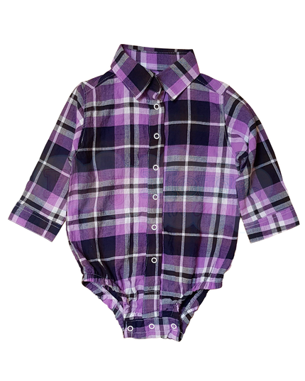 Pañalero camisa Niña. Cuadros Lila