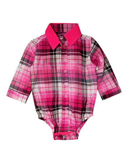 Pañalero camisa Niña. Cuadros rosa