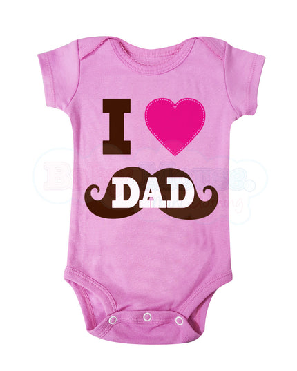 Pañalero Manga Corta Niña. I love dad moustache