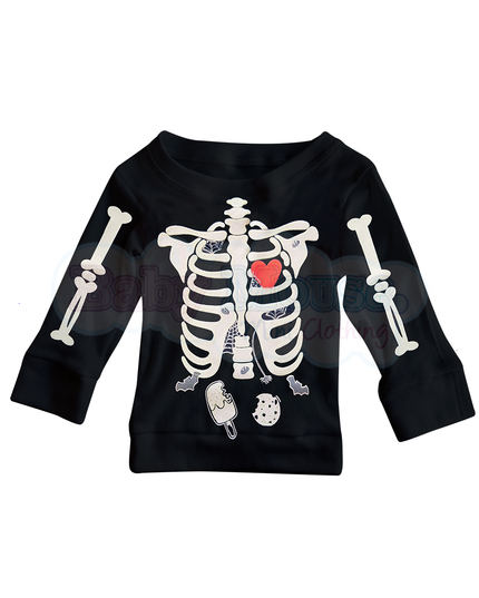 Playera Manga larga . Kids Huesitos brillantes